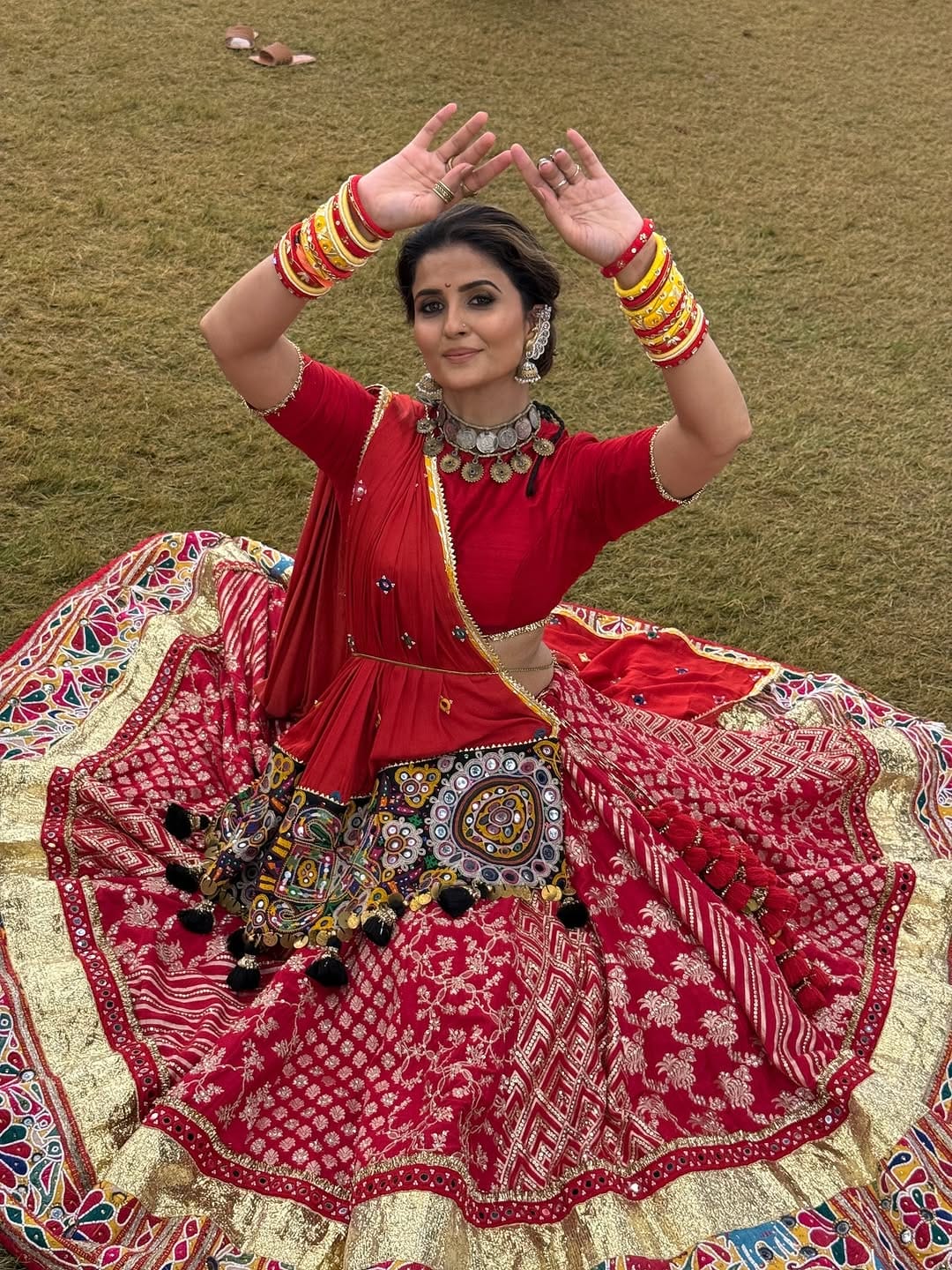 Maroon Bandhani Lehenga Set