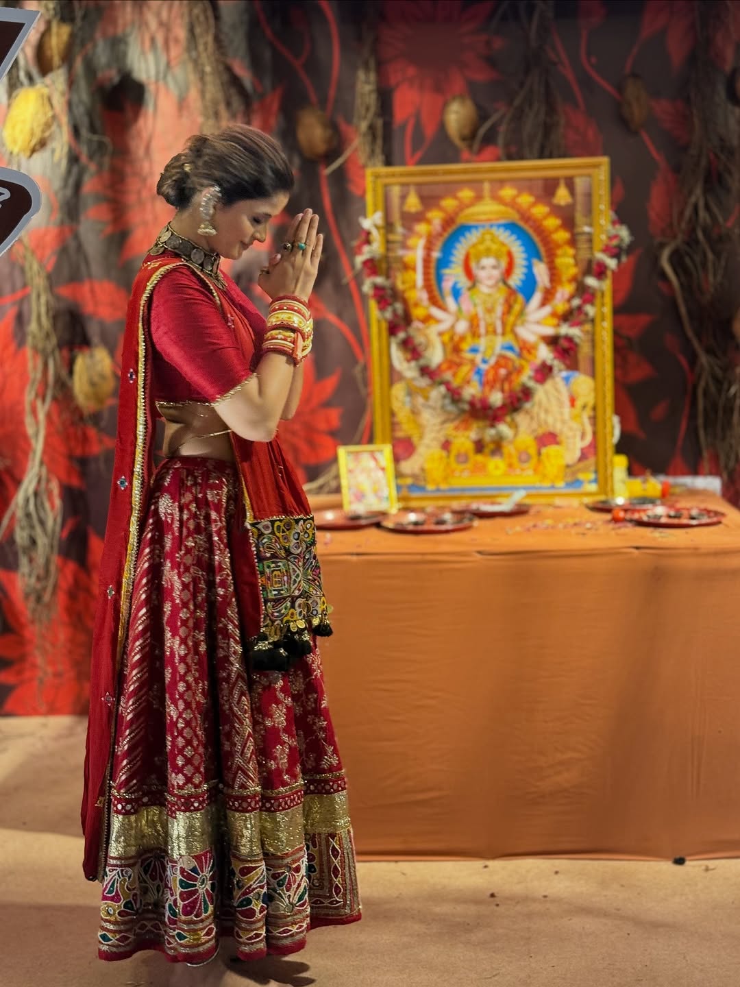 Maroon Bandhani Lehenga Set