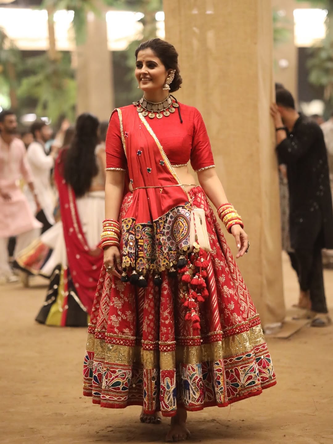 Maroon Bandhani Lehenga Set