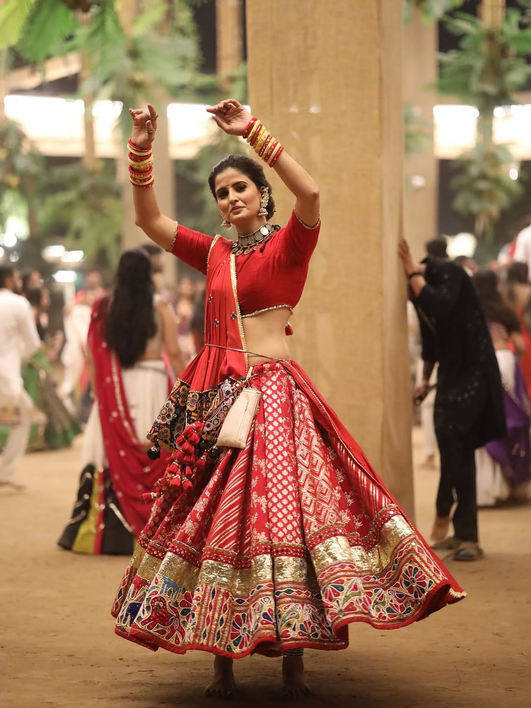 Maroon Bandhani Lehenga Set