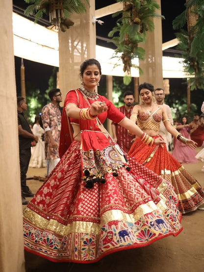 Maroon Bandhani Lehenga Set