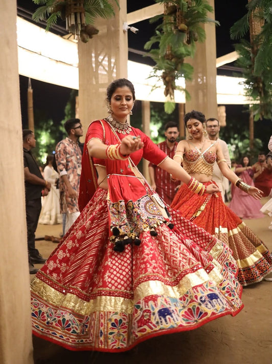 Maroon Bandhani Lehenga Set