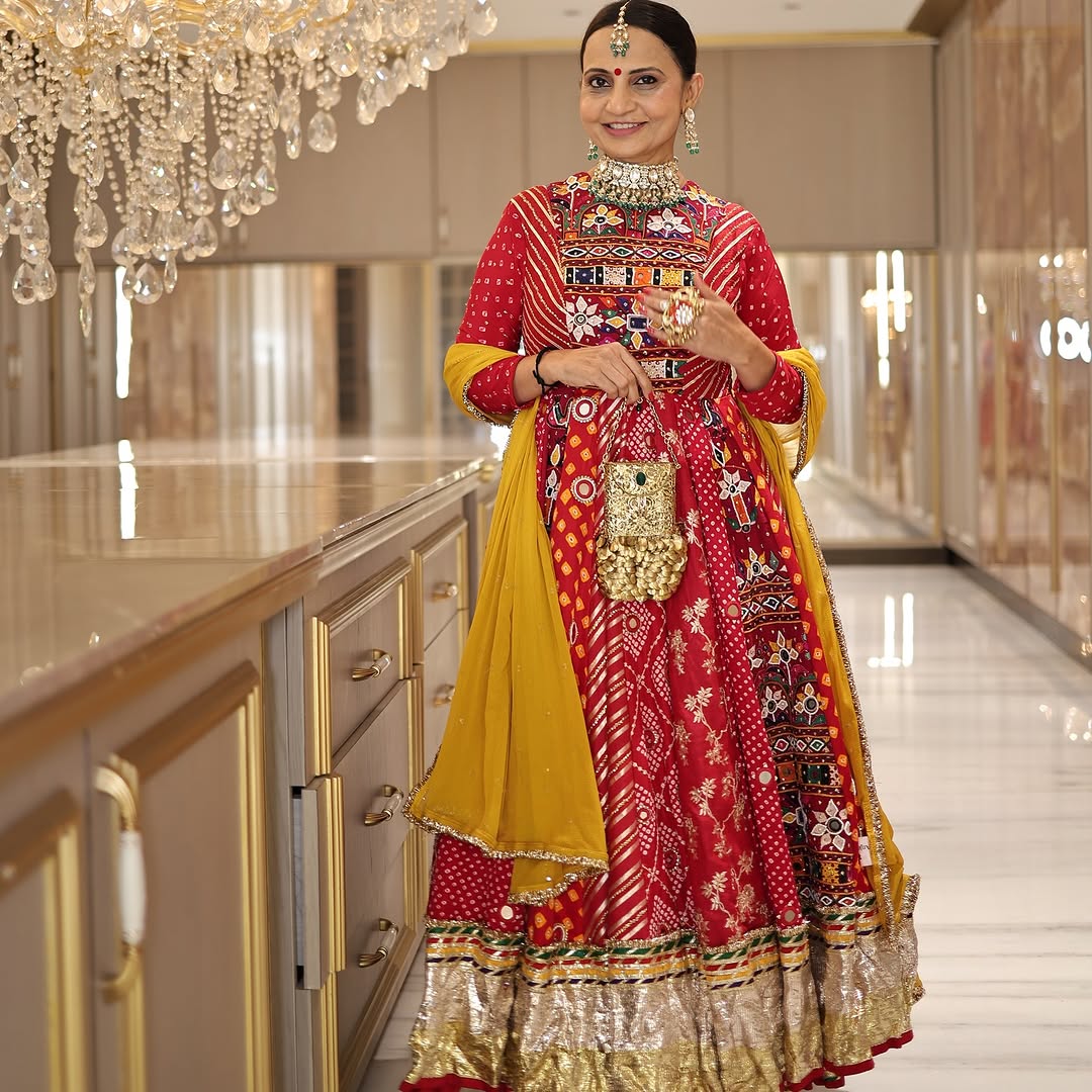 Red Anarkali Lehenga Set