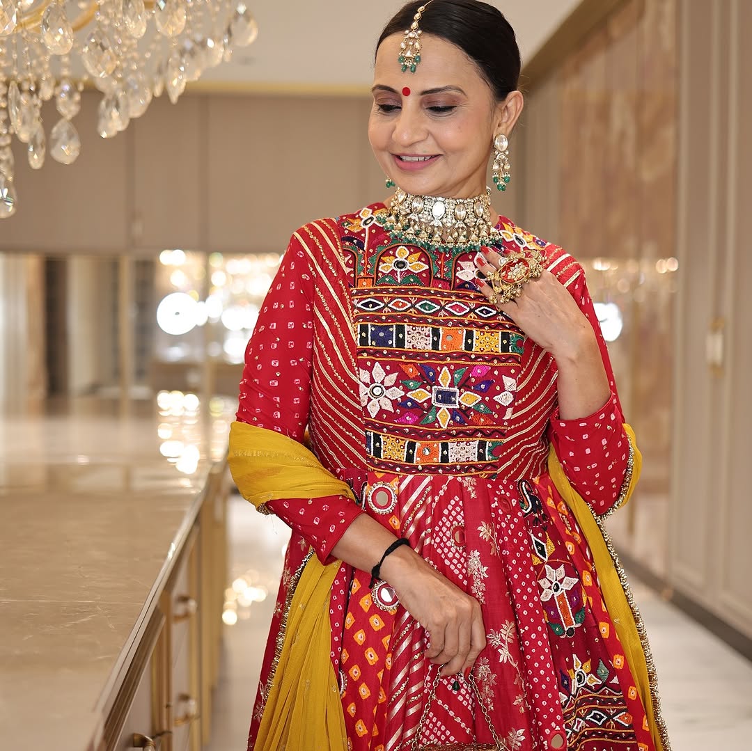 Red Anarkali Lehenga Set