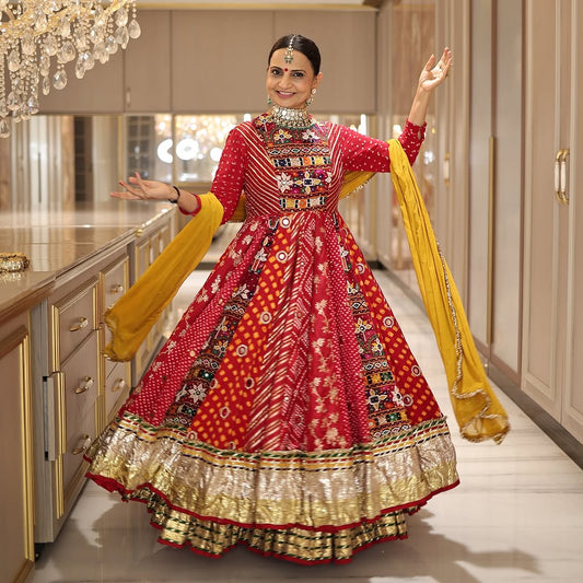 Red Anarkali Lehenga Set
