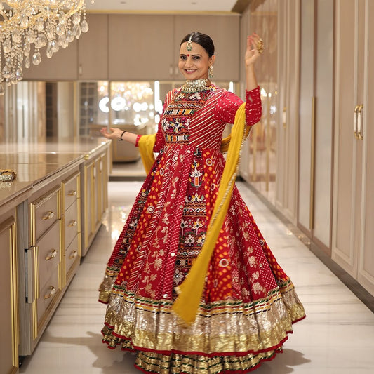 Red Anarkali Lehenga Set