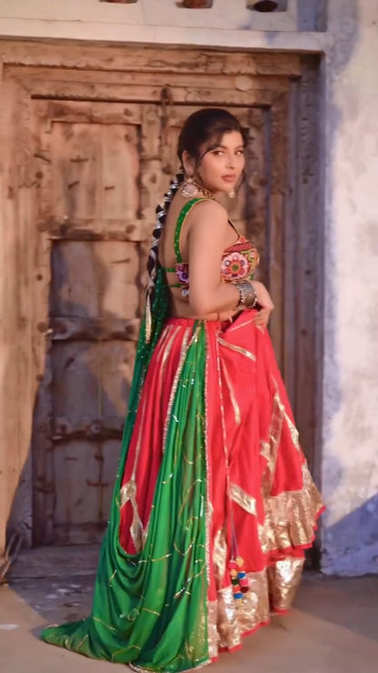 Pink Cotton Lehenga Set
