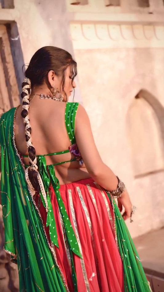 Pink Cotton Lehenga Set