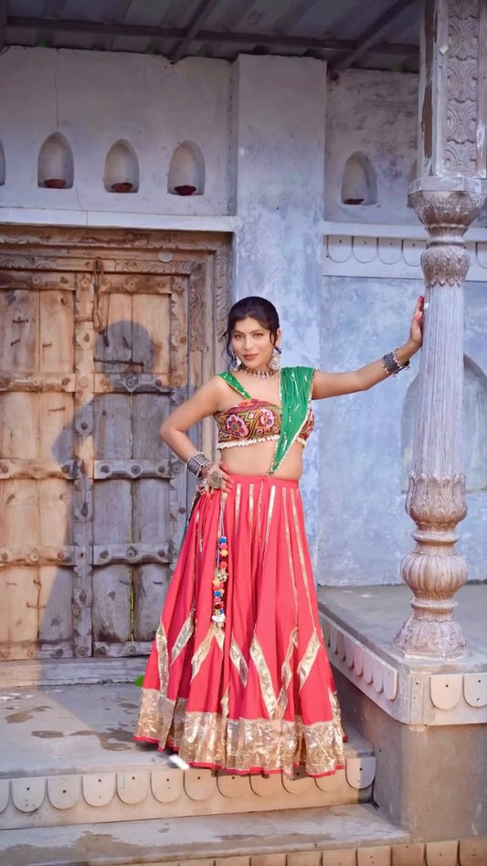 Pink Cotton Lehenga Set