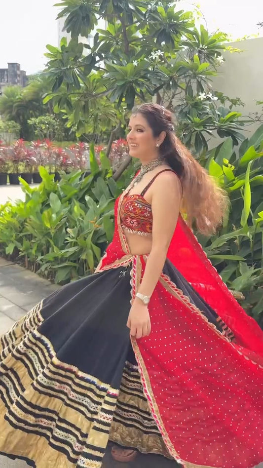 Black Gradation Lehenga Set