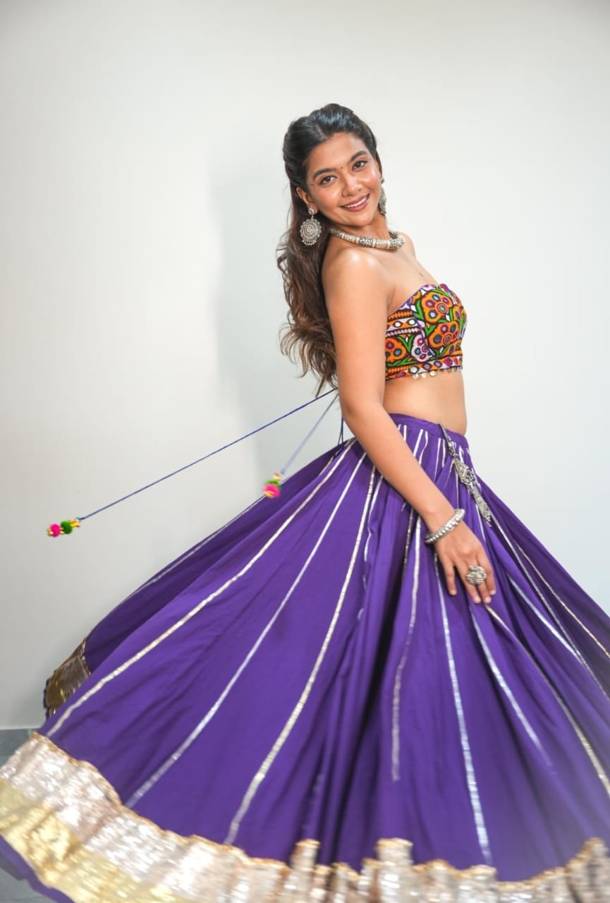 Purple Cotton Lehenga Set