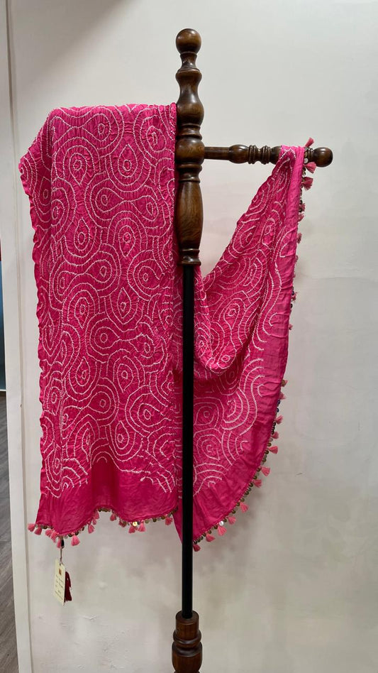 Pink Bandhani Dupatta