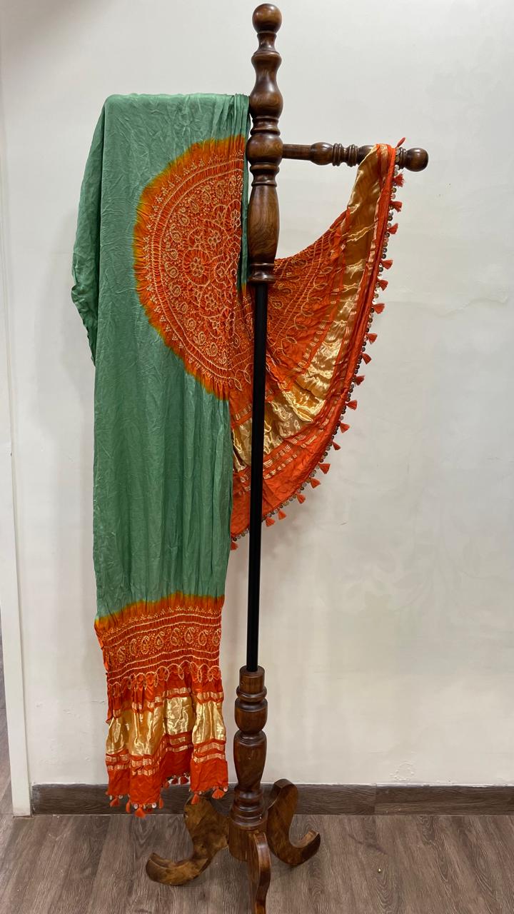 Sage green Bandhani Dupatta
