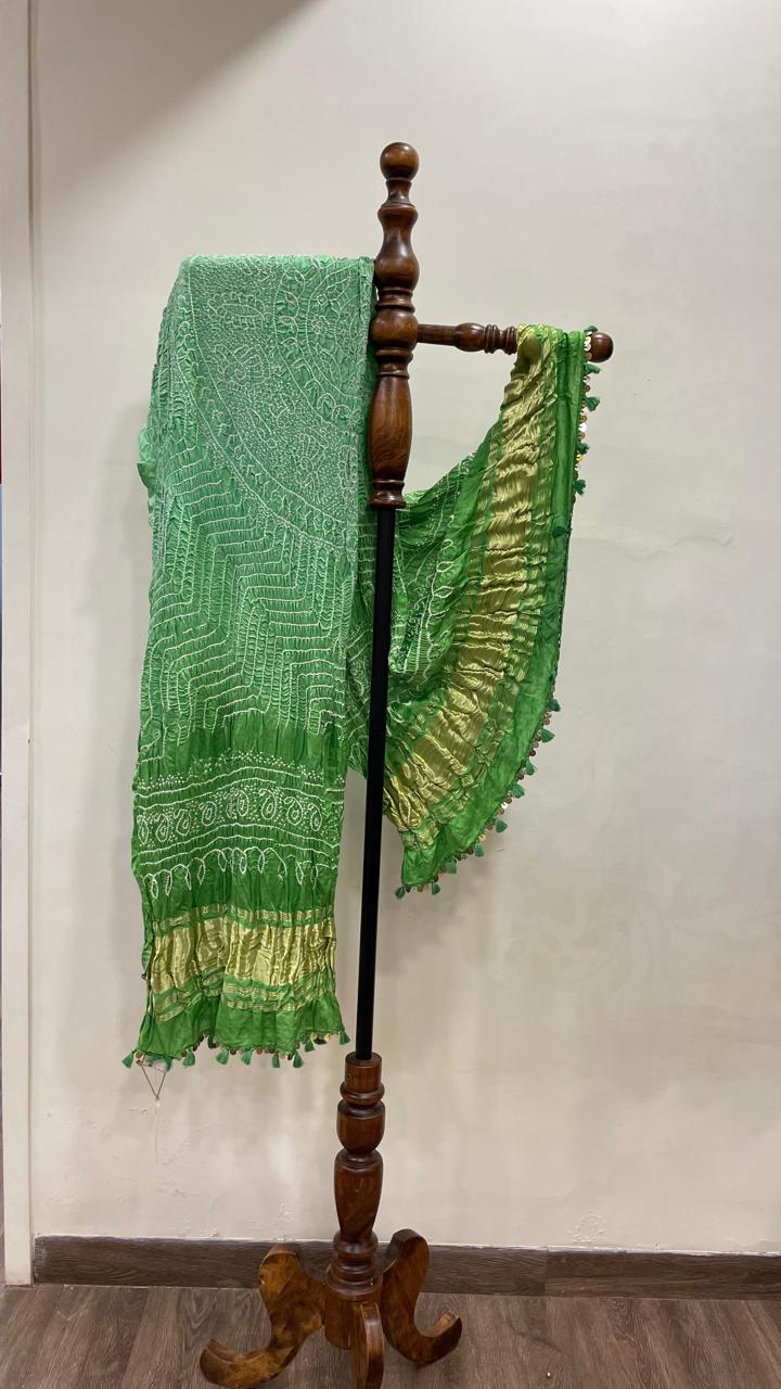 Parrot Green Bandhani Dupatta