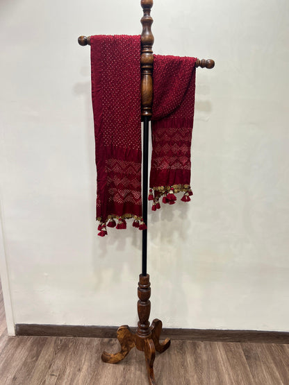 Maroon Bandhani Dupatta