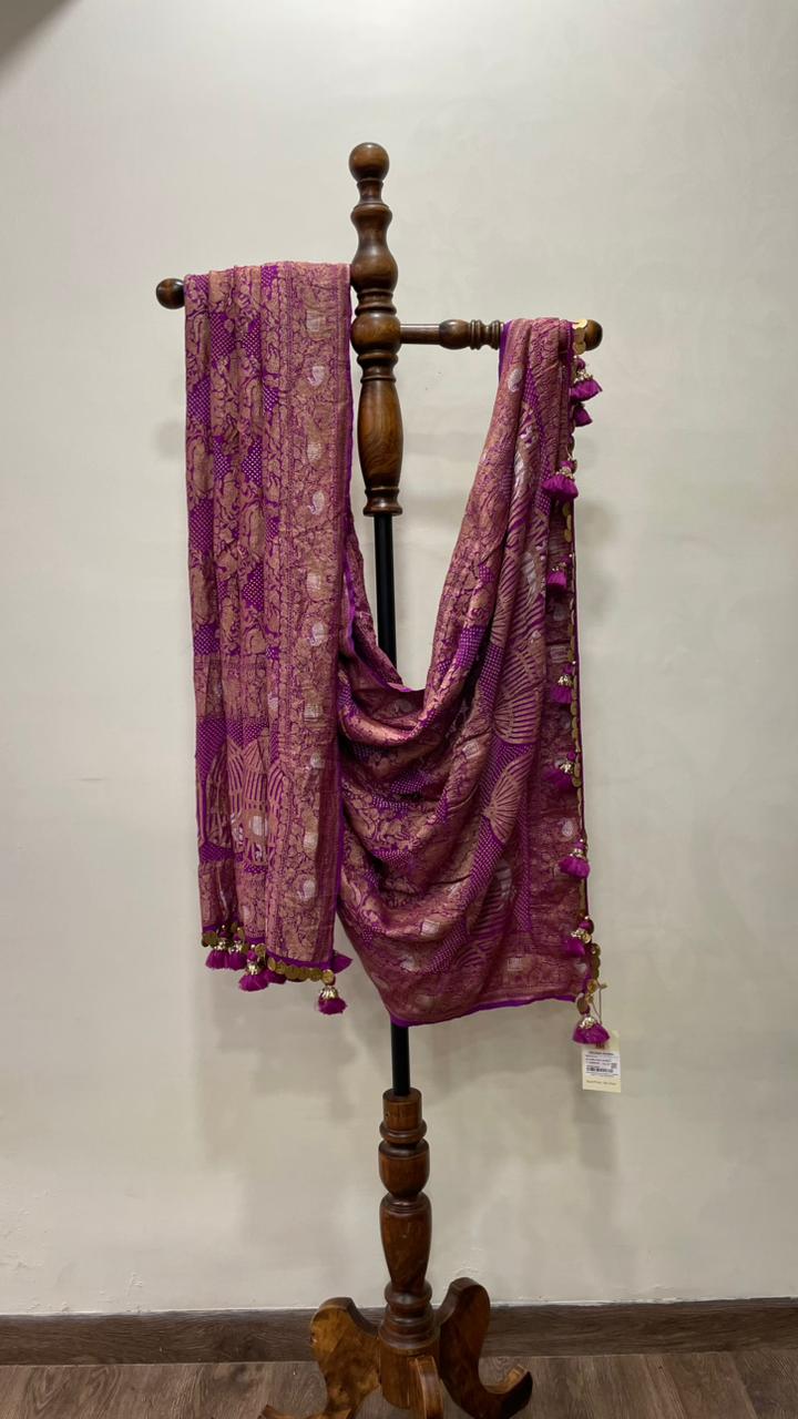 Purple Banarasi Bandhani Dupatta