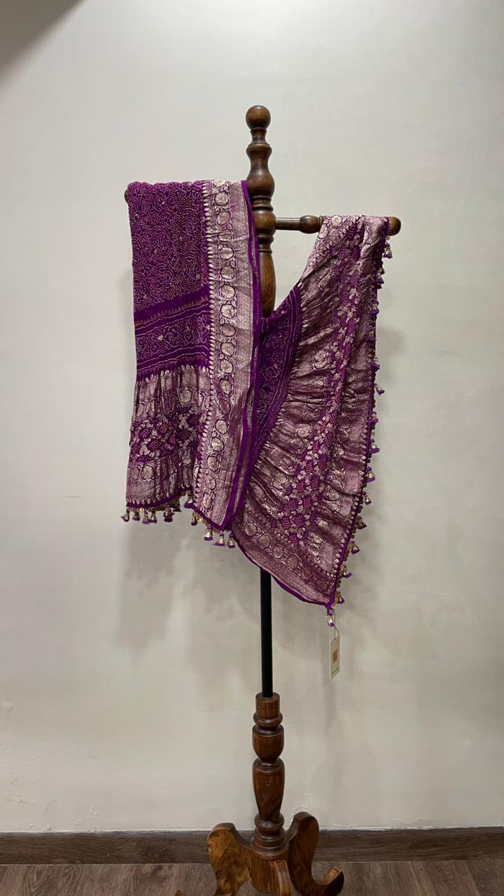 Purple Banarasi Bandhani Dupatta