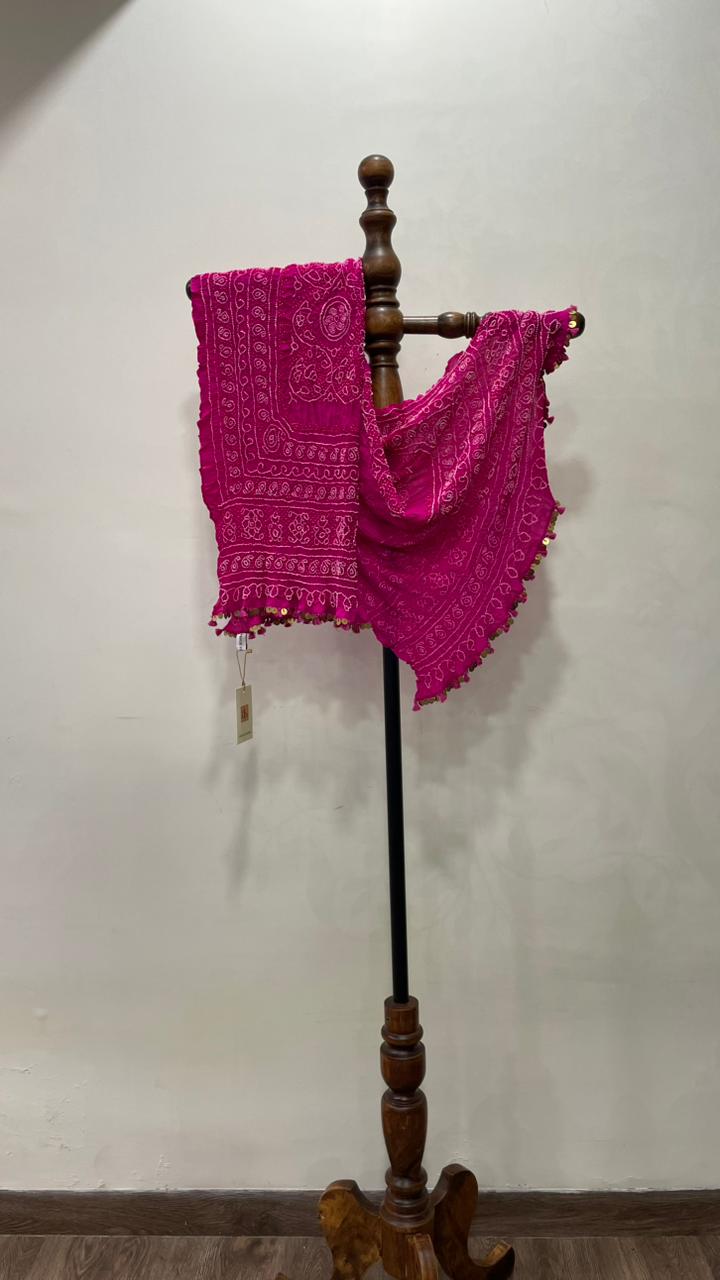 Pink Bandhani Dupatta