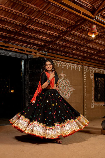 Black Multimirror Lehenga Set - Anjanase