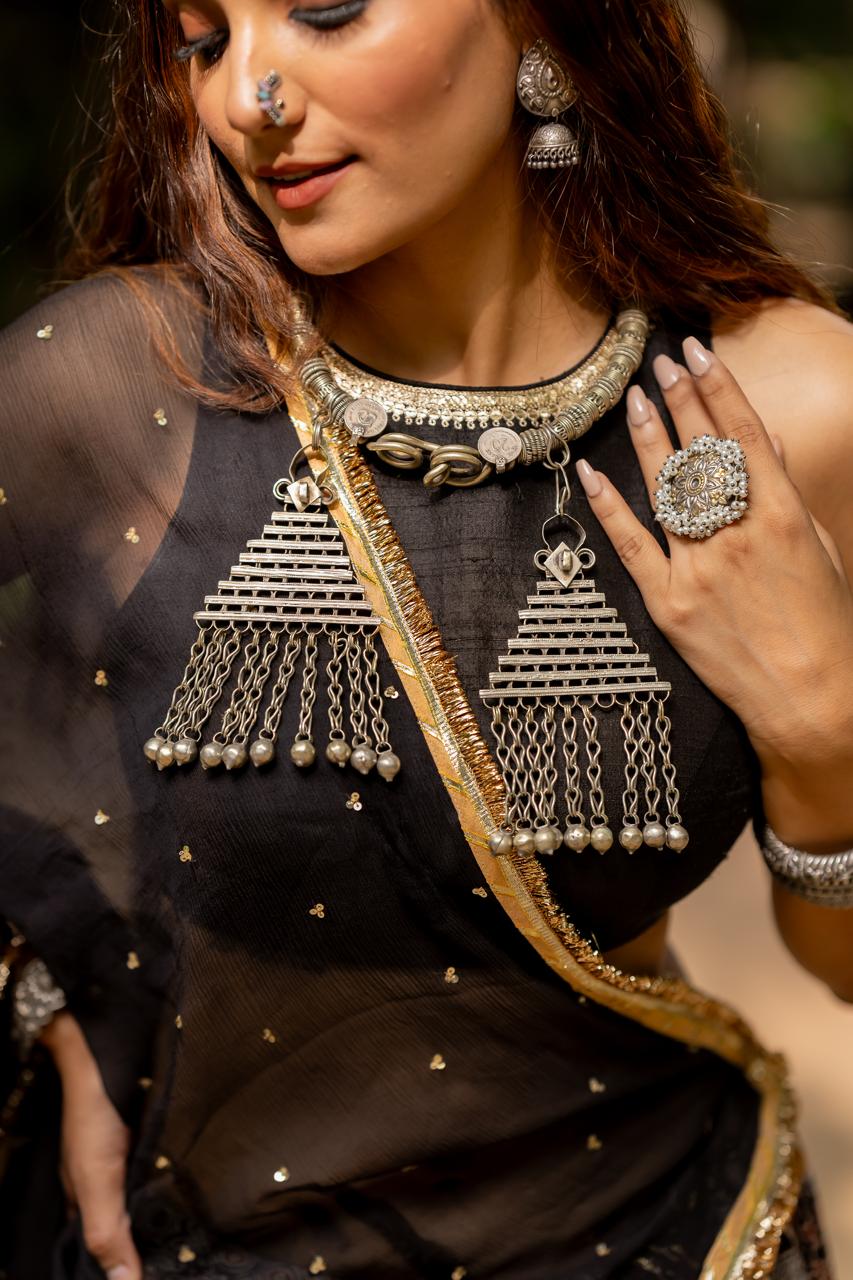 Black Raw Silk Blouse - Anjanase