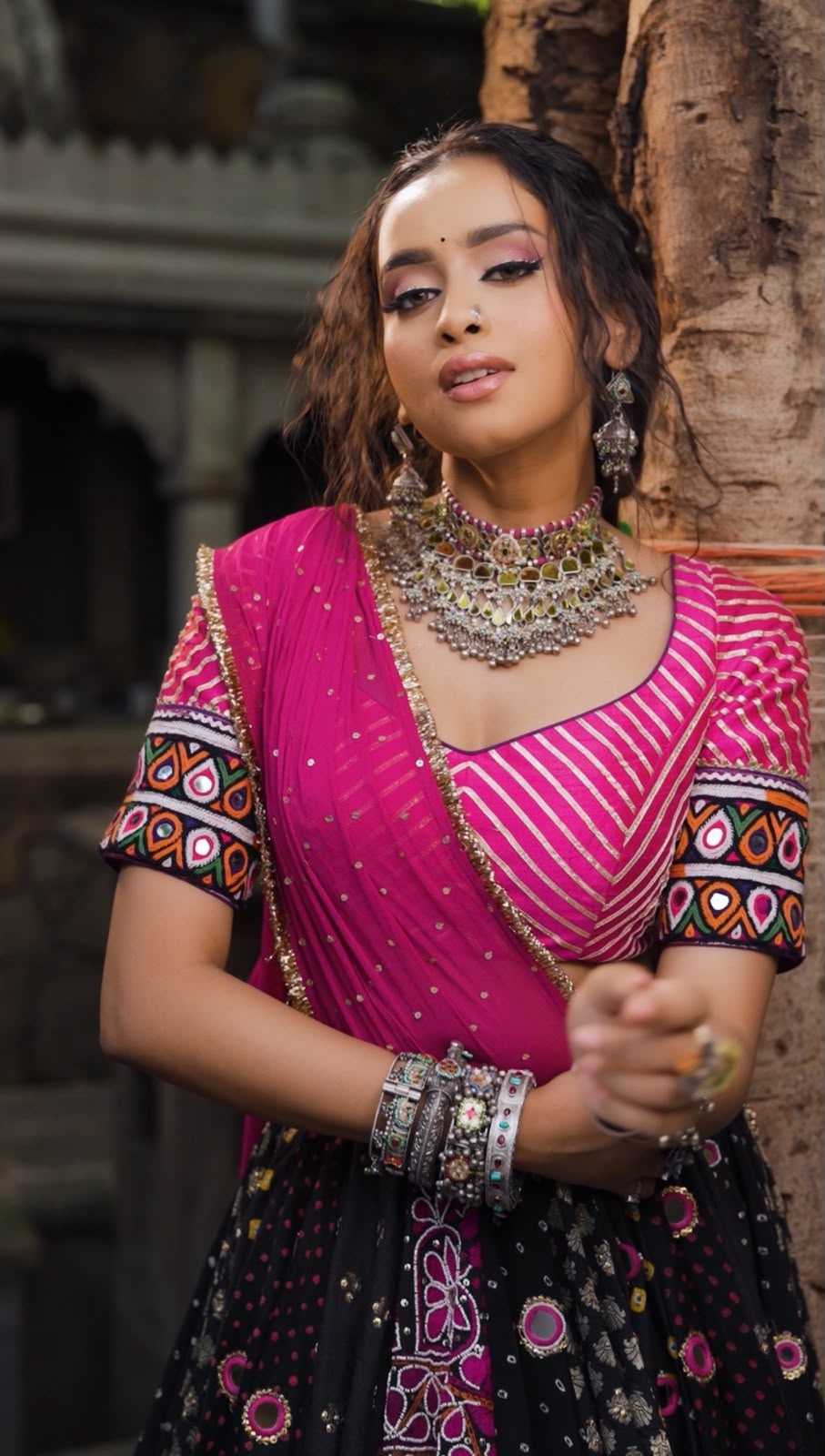 Black Pink Lehenga Set