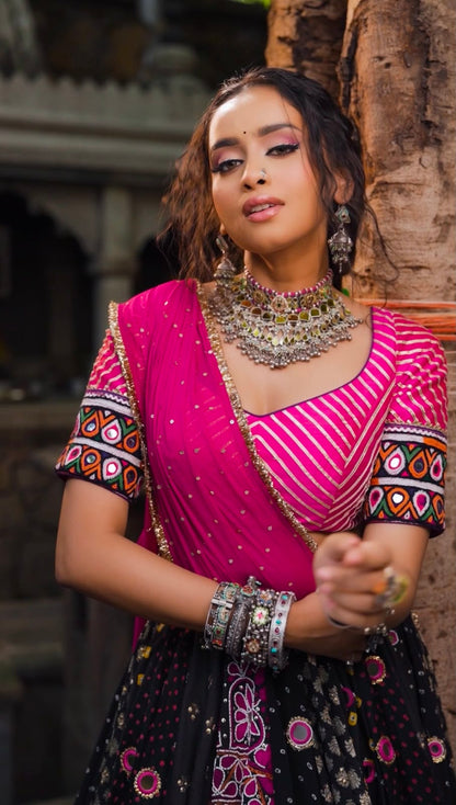 Black Pink Lehenga Set
