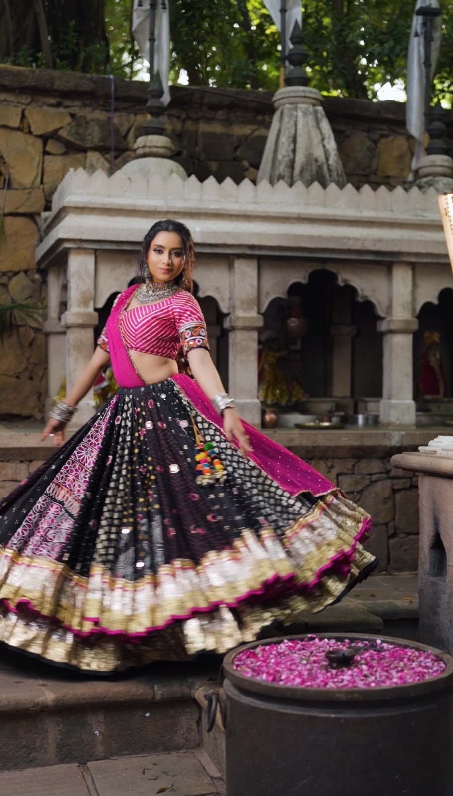 Black Pink Lehenga Set