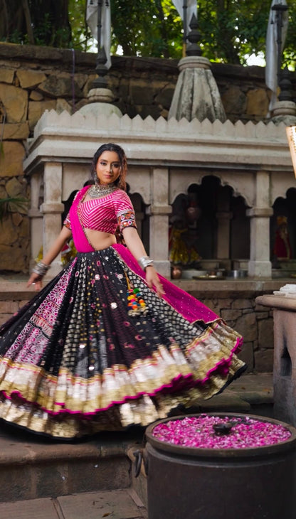 Black Pink Lehenga Set