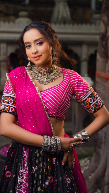 Black Pink Lehenga Set