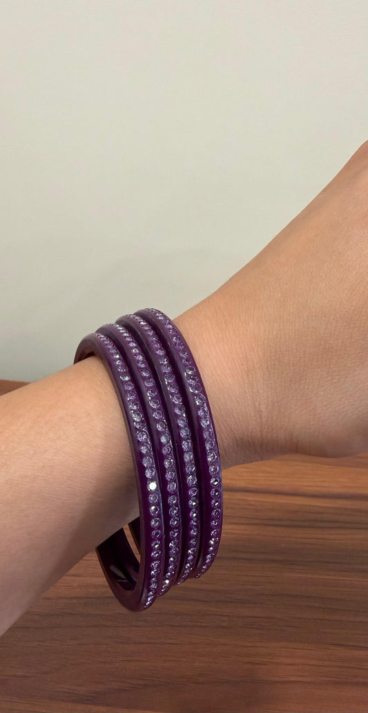 Deep Purple Diamond Bangles ( Set of 4 )
