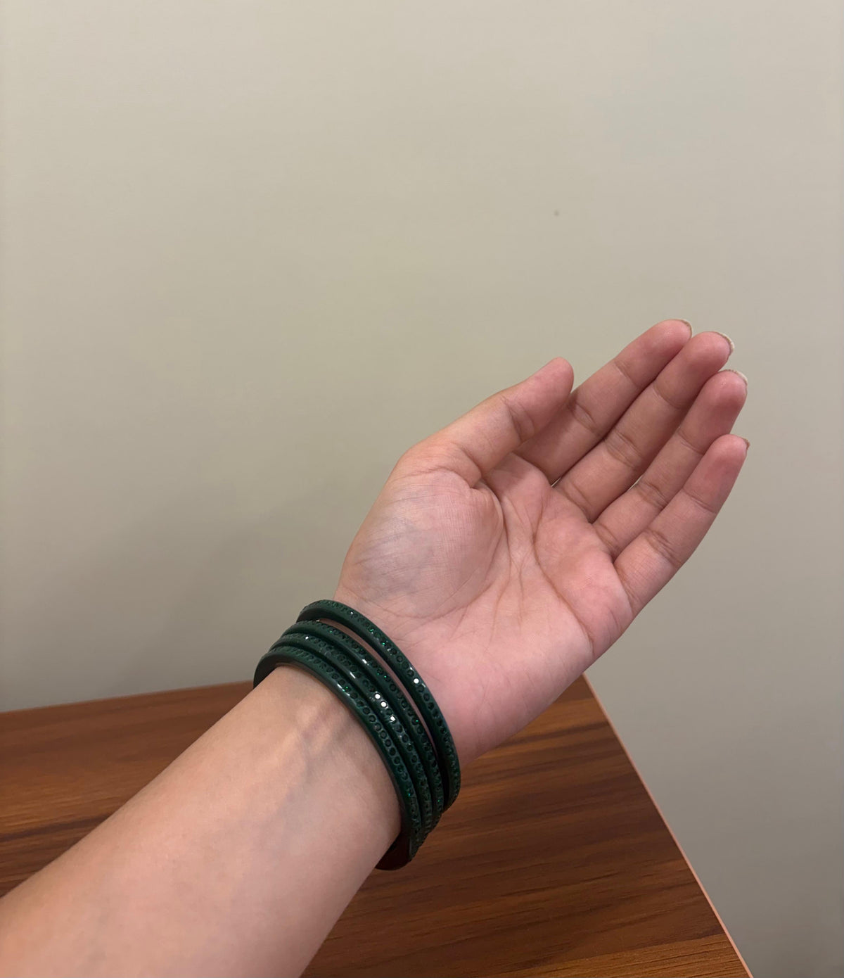 Dark Green Diamond Bangles ( Set of 4 )