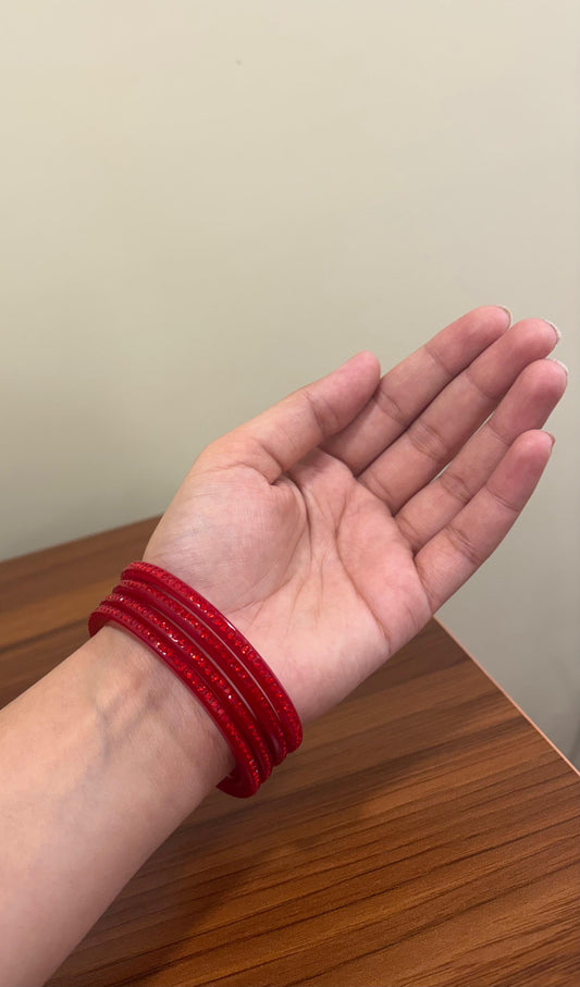 Ruby Red Diamond Bangles ( Set of 4 )