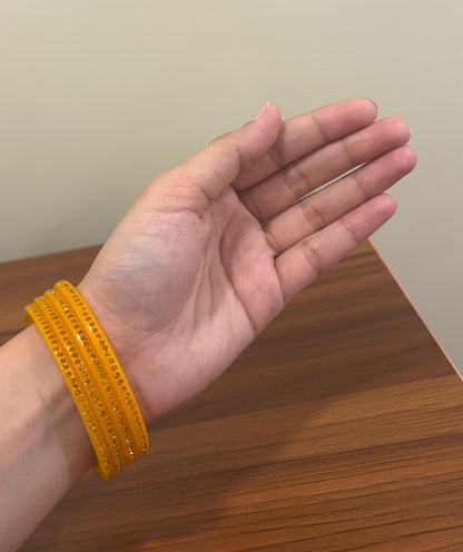 Mustard Yellow Diamond Bangles ( Set of 4 )