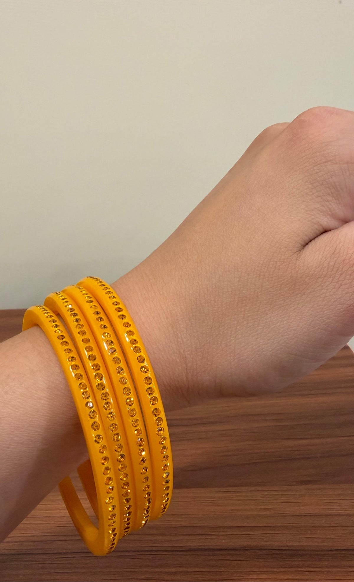 Mustard Yellow Diamond Bangles ( Set of 4 )