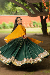 Bottle Green Cotton Skirt