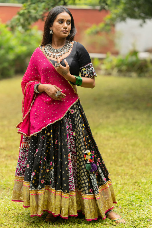 Black Multikali Skirt