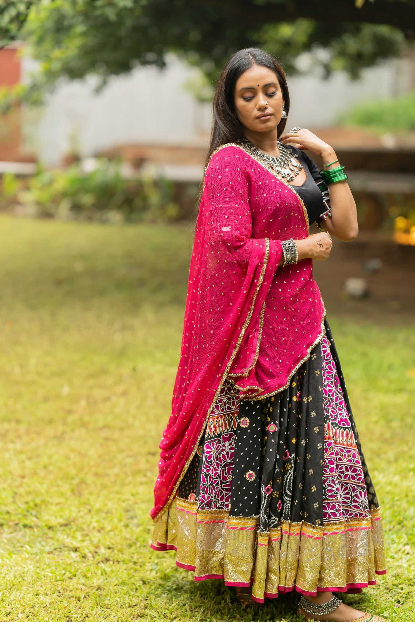 Black Multikali Skirt