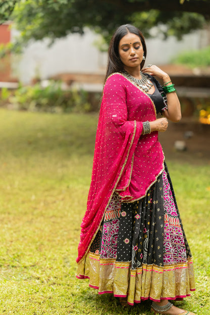 Black Multikali Skirt