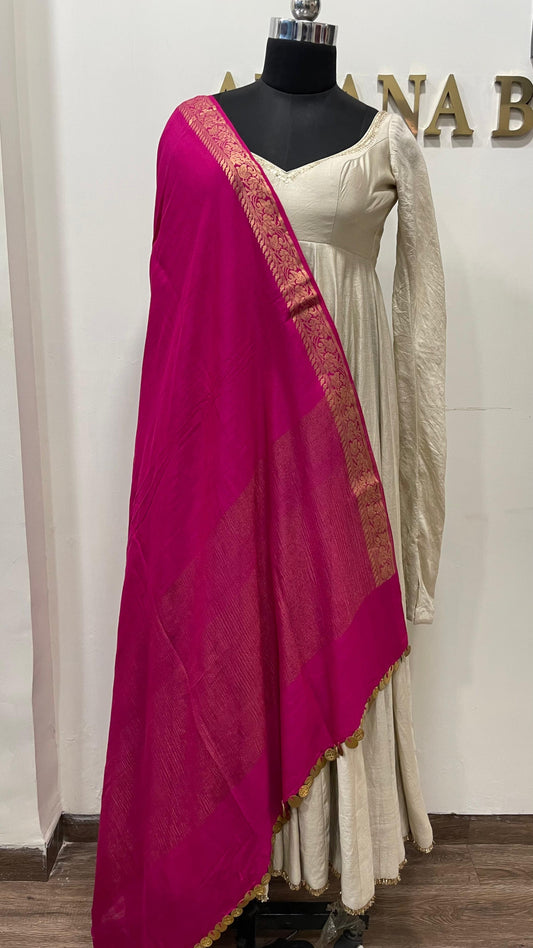 Pink Muga Dupatta