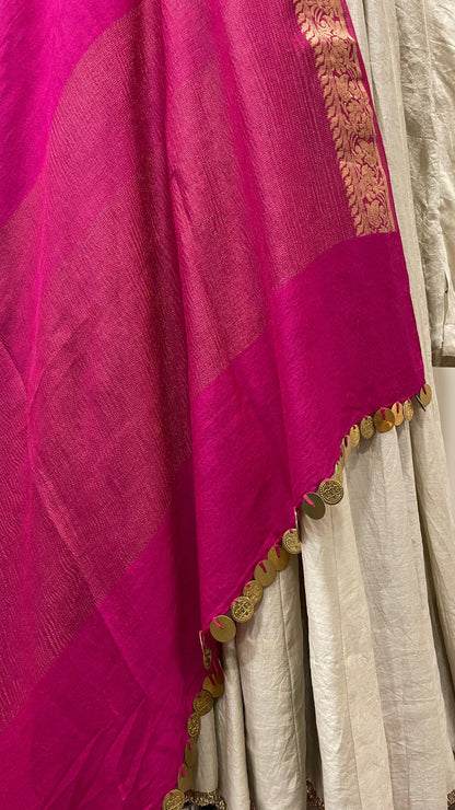 Pink Muga Dupatta