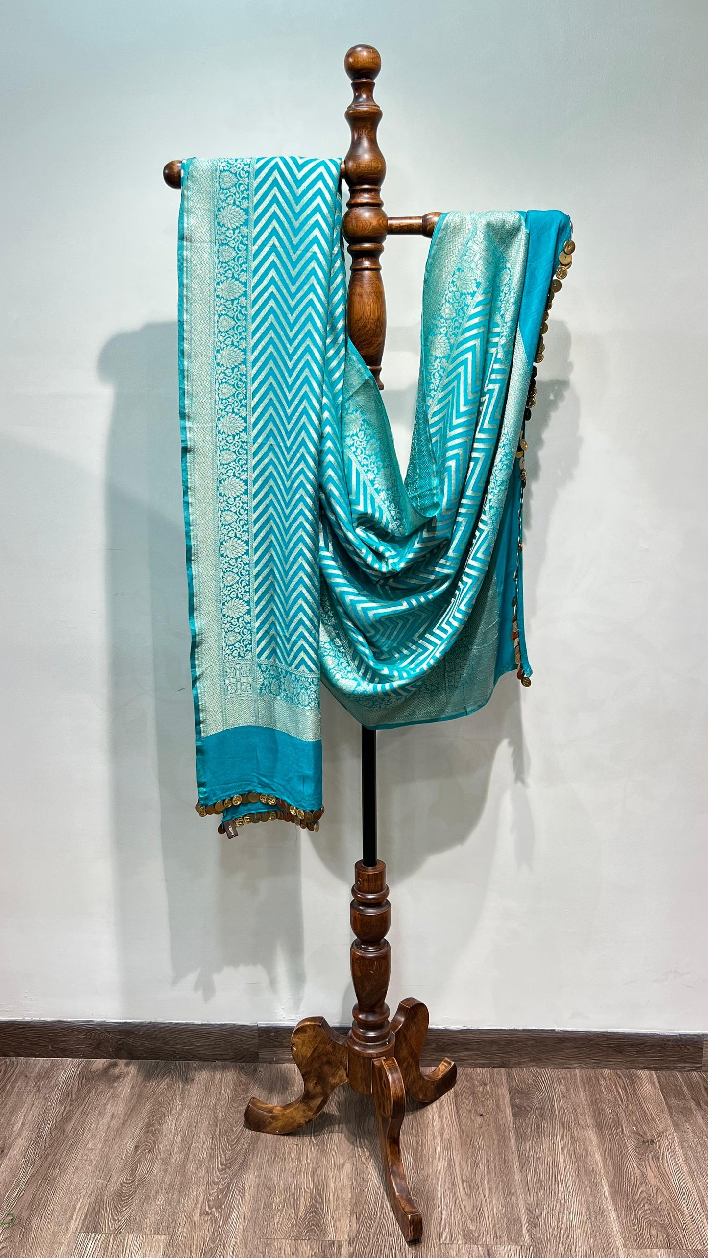 Blue Muga Print Dupatta