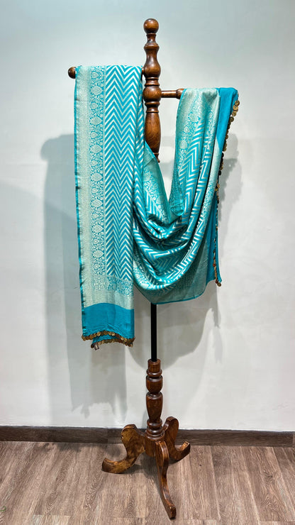 Blue Muga Print Dupatta
