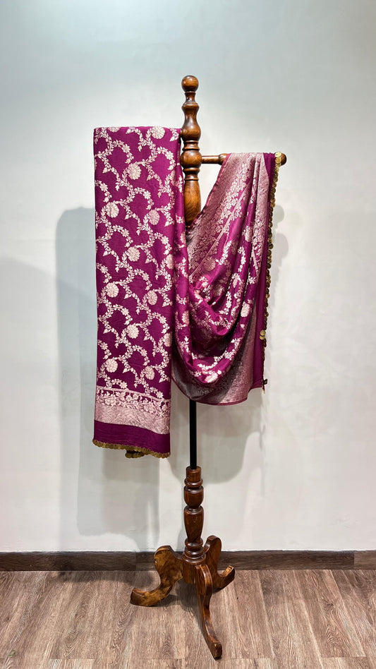 wine Muga Print Dupatta