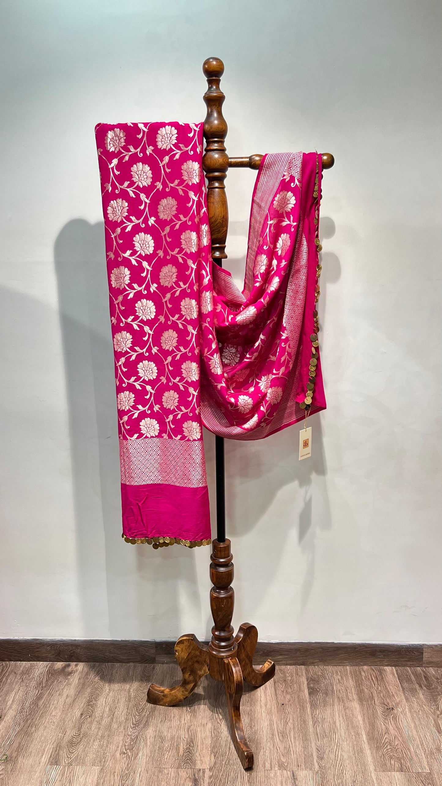 Pink Muga Print Dupatta