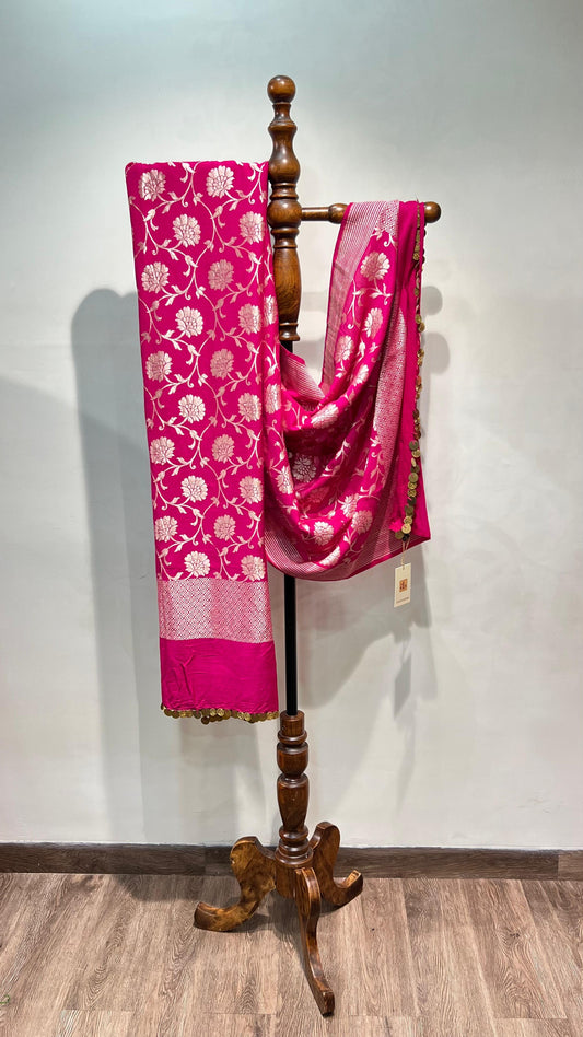 Pink Muga Print Dupatta