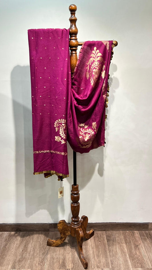 Purple Muga Dupatta