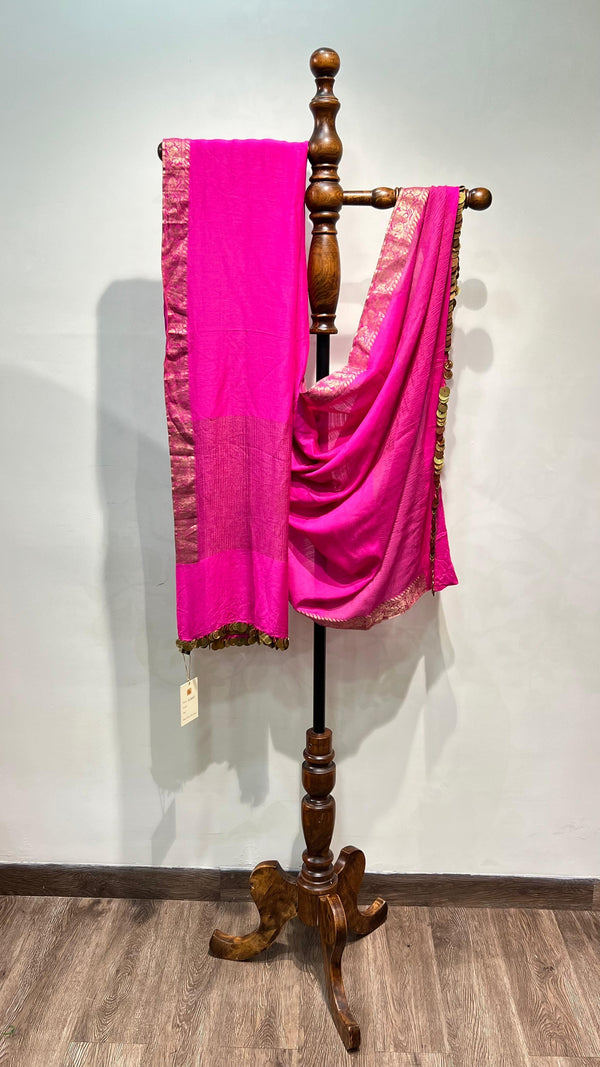 Pink Muga Dupatta