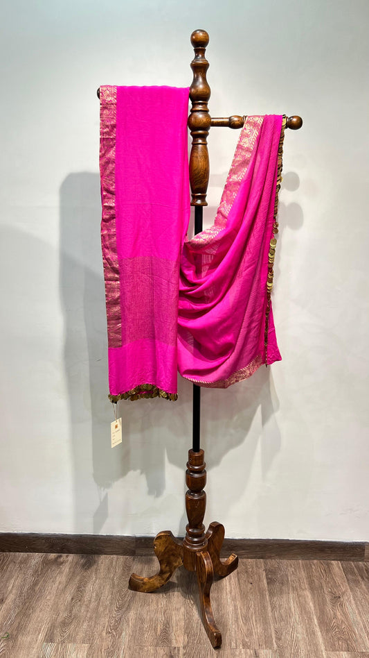 Pink Muga Dupatta