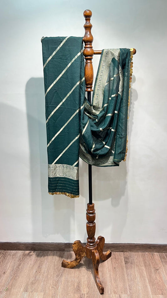 Teal Green Muga Dupatta