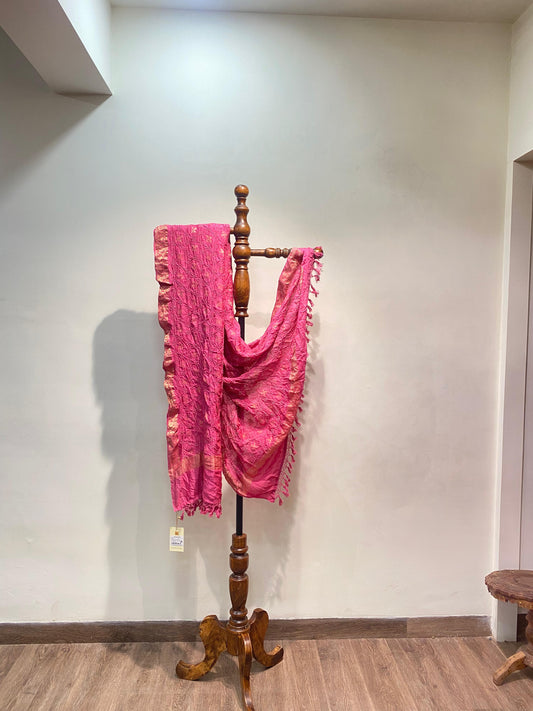 Pink Muga Dupatta